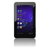 Product shot of Android tablet with reflection.